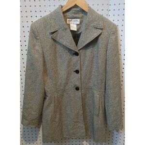 Larry Levine Women's Suit Blazer Jacket Size 8 Black Grey Button Pockets